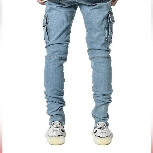 REPUTATION STUDIOS MENS SLIM FIT CARGO DENIM LIGHT STONE SIZE 30(s) - Picture 2 of 11
